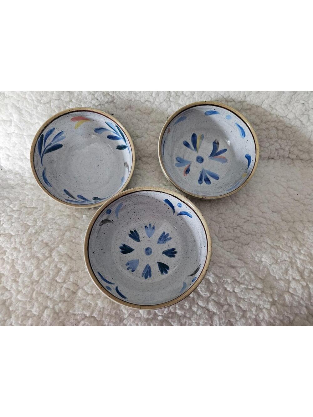 (Set of 3) New Food Network Rice Bowls Hand Painted Speckled Multicolor 5" Wide